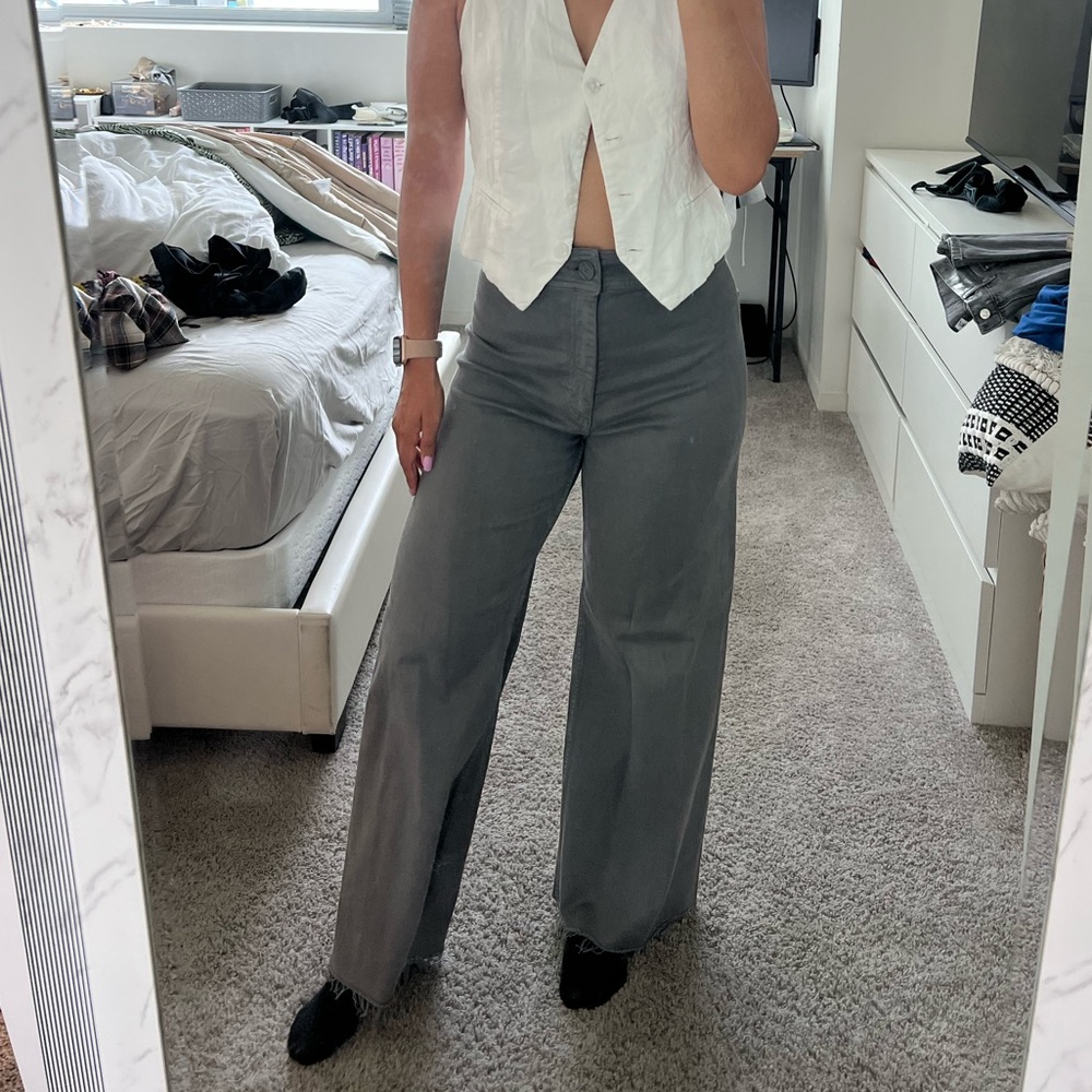Zara Gray Marine Wide-Leg Pants Jeans